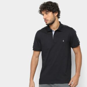 Camisa Polo Burn Detalhe Bordado Masculina - Preto 01