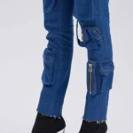 Calça Jeans Skinny Utilitária High Cintura Alta Azul