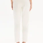 Calça Slim Cintura Alta Malha Texturizada Branco Sport Easy